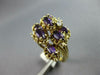 ANTIQUE LARGE 1.59CT DIAMOND & AAA AMETHYST 14KT YELLOW GOLD 3D FLOWER FUN RING