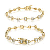 1.56CT DIAMOND 14KT YELLOW GOLD ROUND & BAGUETTE MULTI LINK MULTI SHAPE BRACELET