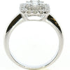 ESTATE .86CT DIAMOND 18KT WHITE GOLD ROUND & BAGUETTE SQUARE CLUSTER HALO RING