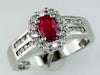 1CT DIAMOND & AAA RUBY 14KT WHITE GOLD 3D OVAL & ROUND FLOWER CLASSIC LOVE RING