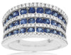 LARGE 2.63CT DIAMOND & AAA SAPPHIRE 14KT WHITE GOLD MULTI ROW ANNIVERSARY RING
