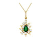 ESTATE .73CT DIAMOND & AAA EMERALD 14KT YELLOW GOLD FLOWER FUN FLOATING PENDANT