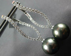 LARGE .7CT DIAMOND & AAA TAHITIAN PEARL 18K WHITE GOLD INFINITY HANGING EARRINGS