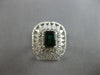 LARGE 3.06CT DIAMOND & AAA GREEN GARNET 14KT WHITE GOLD EMERALD CUT & ROUND RING