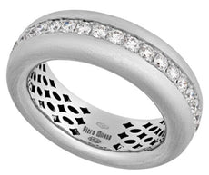 .94CT DIAMOND 18KT WHITE GOLD 3D MATTE & SHINY ETERNITY WEDDING ANNIVERSARY RING