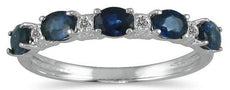 1.04CT DIAMOND & AAA SAPPHIRE 14KT WHITE GOLD 3D OVAL & ROUND ANNIVERSARY RING