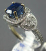 LARGE 3.2CT DIAMOND & AAA SAPPHIRE 14KT WHITE GOLD ROUND CUSHION ENGAGEMENT RING