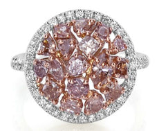 2.2CT WHITE & PINK DIAMOND 18KT WHITE & ROSE GOLD MULTI SHAPE CIRCULAR FUN RING
