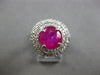 EXTRA LARGE 5.5CT DIAMOND & AAA RUBY 14KT WHITE GOLD DOUBLE HALO ENGAGEMENT RING