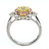 LARGE 1.9CT WHITE PINK & FANCY YELLOW DIAMOND 18K TRI COLOR GOLD ENGAGEMENT RING