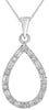 .18CT DIAMOND 14K WHITE GOLD 3D ROUND & BAGUETTE OPEN TEAR DROP FLOATING PENDANT