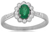 .65CT DIAMOND & AAA EMERALD 14KT WHITE GOLD 3D OVAL & ROUND SEMI BEZEL FUN RING