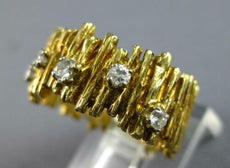 ANTIQUE WIDE .15CT DIAMOND 18KT 2 TONE GOLD 5 STONE MULTI BAR ANNIVERSARY RING