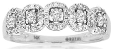 .50CT DIAMOND 14KT WHITE GOLD ROUND MULTI FLOWER SEMI ETERNITY ANNIVERSARY RING