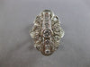 ANTIQUE LARGE .85CT DIAMOND 14KT WHITE GOLD 3D FILIGREE FLORAL FUN RING #28141
