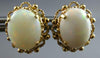 ESTATE LARGE AAA OPAL 14KT YELLOW GOLD OVAL FILIGREE FLOWER STUD EARRINGS #27496