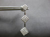 LARGE 1.0CT DIAMOND 18KT WHITE GOLD PRINCESS INVISIBLE GEOMETRICAL FUN EARRINGS