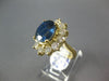 ESTATE LARGE 6.45CT DIAMOND & AAA SAPPHIRE 18KT YELLOW GOLD OVAL ENGAGEMENT RING