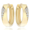 ESTATE .10CT DIAMOND 14KT YELLOW GOLD 3D CLASSIC PAVE TRIANGULAR HUGGIE EARRINGS
