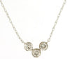 ESTATE .31CT DIAMOND 14KT WHITE GOLD CLASSIC ROUND 3 STONE V SHAPE LOVE NECKLACE