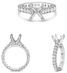 1.17CT DIAMOND 14KT WHITE GOLD ROUND ETERNITY 4 PRONG SEMI MOUNT ENGAGEMENT RING