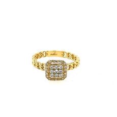 .27CT DIAMOND 18K WHITE & YELLOW GOLD ROUND CLUSTER SQUARE OCTAGON FUN LINK RING