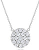 ESTATE 1.48CT DIAMOND 14KT WHITE GOLD CLASSIC ROUND PAVE CIRCULAR LOVE NECKLACE