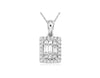 ESTATE .50CT DIAMOND 14K WHITE GOLD ROUND & BAGUETTE SQUARE FUN FLOATING PENDANT