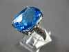 EXTRA LARGE 12.0CT DIAMOND & AAA BLUE TOPAZ 14KT WHITE GOLD CUSHION & ROUND RING