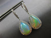 LARGE 7.69CT DIAMOND & AAA AUSTRALIAN OPAL 14KT WHITE GOLD 3D HANGING EARRINGS
