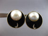 EXTRA LARGE .12CT DIAMOND & AAA PEARL & ONYX 14KT TWO TONE GOLD EARRINGS #27536