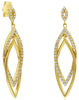 .48CT DIAMOND 14KT YELLOW GOLD 3D DOUBLE LEAF CRISS CROSS LOVE KNOT FUN EARRINGS