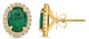 3.76CT DIAMOND & AAA EMERALD 18KT YELLOW GOLD OVAL & ROUND FLOWER STUD EARRINGS
