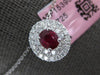 .7CT DIAMOND & AAA RUBY 14K WHITE GOLD OVAL & ROUND DOUBLE HALO FLOATING PENDANT