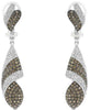LARGE 3.30CT WHITE & CHOCOLATE FANCY DIAMOND 18KT WHITE GOLD 3D HANGING EARRINGS
