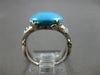 ESTATE LARGE AAA TURQUOISE 14KT WHITE GOLD MULTI LEAF OVAL CRISS CROSS LOVE RING