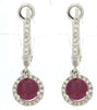 1.04CT DIAMOND & AAA RUBY 14KT WHITE GOLD ROUND HALO LEVERBACK HANGING EARRINGS