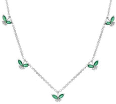 1.08CT DIAMOND & AAA EMERALD 14K ROSE GOLD MARQUISE & ROUND BY THE YARD NECKLACE