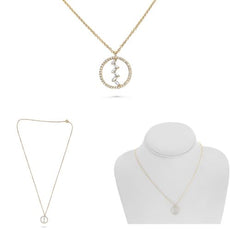 .21CT DIAMOND 14K YELLOW GOLD 3D ROUND & BAGUETTE CIRCLE OF LIFE ZIG ZAG PENDANT