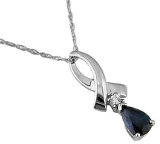 .58CT DIAMOND & AAA SAPPHIRE 14KT WHITE GOLD PEAR SHAPE & ROUND INFINITY PENDANT