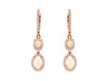 ESTATE 1.10CT DIAMOND & AAA OPAL 14K ROSE GOLD OVAL HALO HUGGIE HANGING EARRINGS