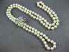 LARGE & LONG OLD MINE .50CT DIAMOND & AAA PEARL 14KT WHITE GOLD LARIAT NECKLACE