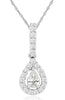 .32CT DIAMOND 14KT WHITE GOLD ROUND & PEAR SHAPE TEAR DROP HALO FLOATING PENDANT