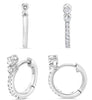 ESTATE .20CT DIAMOND 14KT WHITE GOLD 2 STONE CLASSIC FUN HUGGIE HANGING EARRINGS