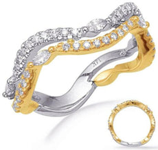.47CT DIAMOND 14KT 2 TONE GOLD 2 ROW ROUND & MARQUISE SHAPE DOUBLE WAVE FUN RING