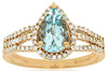 1.40CT DIAMOND & AAA AQUAMARINE 14K ROSE GOLD PEAR SHAPE & ROUND ENGAGEMENT RING