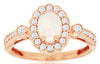 0.84CT DIAMOND & AAA OPAL 14KT ROSE GOLD OVAL & ROUND SEMI BEZEL FLOWER LOVE RING