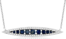 .94CT DIAMOND & AAA SAPPHIRE 14KT WHITE GOLD GRADUATING LUCKY EYE FUN NECKLACE