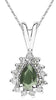 .75CT DIAMOND & AAA GREEN AMETHYST 14KT WHITE GOLD 3D PEAR SHAPE & ROUND PENDANT