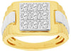 1.0CT DIAMOND 14KT WHITE & YELLOW GOLD 3D ROUND CLUSTER SQUARE JUBILE MENS RING